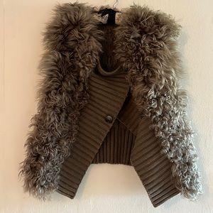 Gil santucci sweater and ram fur vest